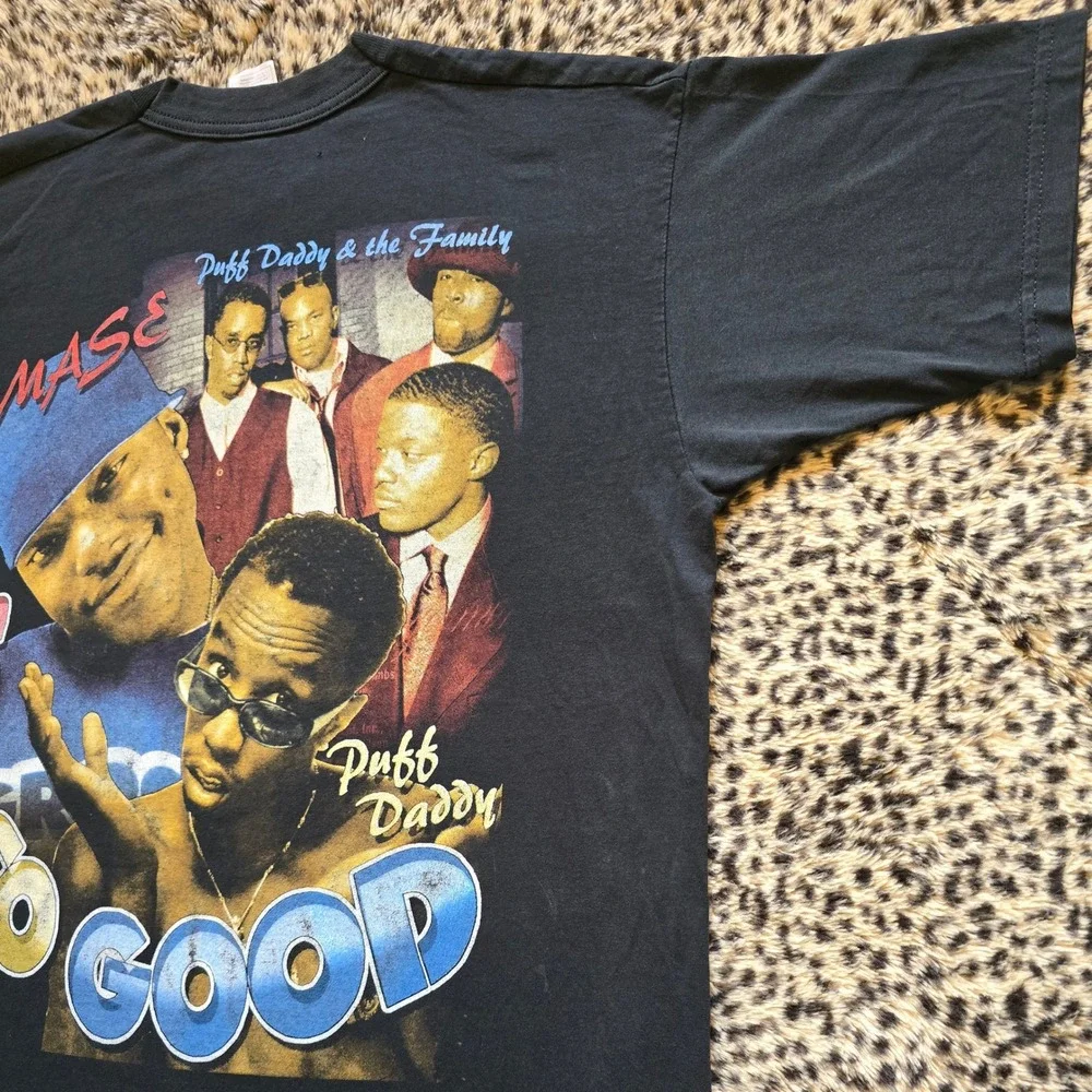 Vintage 1990s Mase x Puff Daddy Harlem World Feel So Good Faded Black Rap Tee